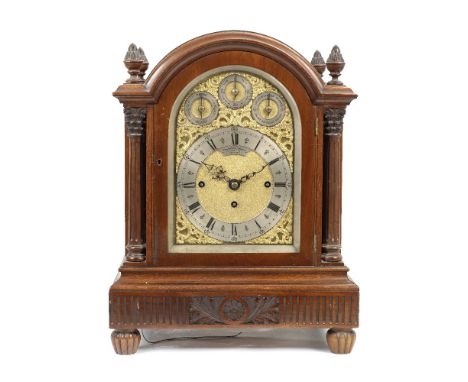 An early 20h century mahogany chiming bracket clock with pull repeatthe dial signed for Goldsmiths' Company, 112 Regency Stre