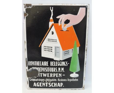 A Continental part pictorial enamel sign, 14 x 19 3/4".