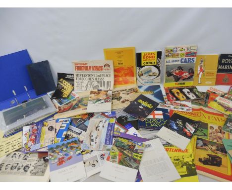 An interesting archive of toy related ephemera including Solido catalogues and brochures, also Corgi featured, plus scrap alb