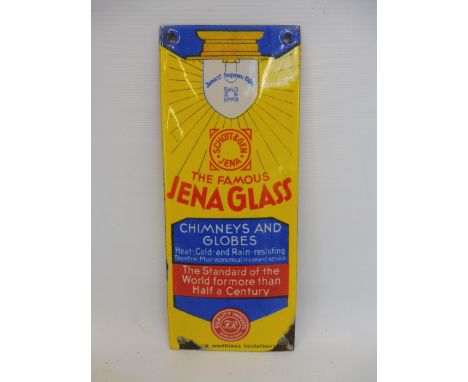 A Jena Glass Chimneys and Globes enamel finger plate, 3 1/4 x 7 3/4". 