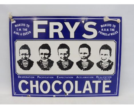 A 1970s reproduction Fry's Five Boys enamel sign, 20 x 14 3/4".