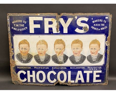 A Fry's Chocolate 'Five Boys' pictorial enamel sign, coloured faces version, 30 x 21 3/4".