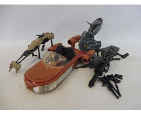 A small collection of original Star Wars mini rigs, to include Luke's landspeeder, complete screen and transfers to engine ar
