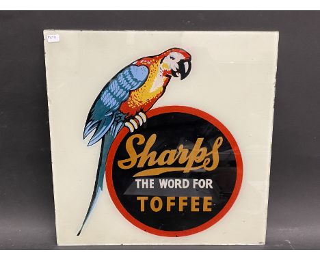 A Sharps Toffee pictorial glass panel, 13 3/4 x 13 3/4".