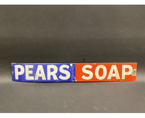 A Pears' Soap rectangular enamel strip, some retouching to the blue, 18 1/2 x 2 3/4".