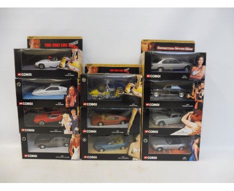 Eleven boxed Corgi James Bond model cars.