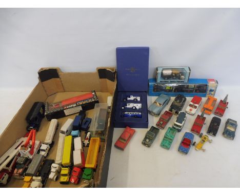 A tray of assorted die-cast commercial vehicles plus a tray of playworn Corgi models.