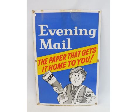 A reproduction Evening Mail pictorial enamel sign, 13 x 19". 