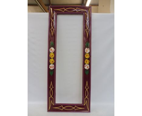 A canal art handpainted framed mirror by George Hebborns, 19 x 46".