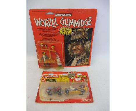 Two TV related carded items, one a Britains Worzel Gummidge, the other a Corgi Juniors Tom and Jerry.