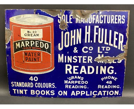 A part pictorial enamel sign advertising Marpedo water paint, manufactured by John H. Fuller &amp; Co. Ltd. of Reading, the s