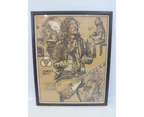 A framed Led Zeppelin 1979 era copyright K. Chillis advertising poster, good colour.