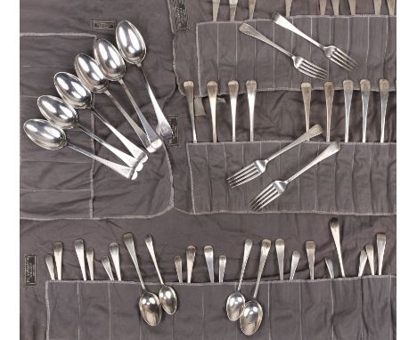 * Cutlery. American Sterling silver cutlery, circa 1920s, comprising 12 dinner forks, 12 dinner knives, 12 dessert forks, 9 d