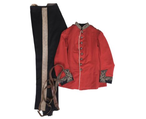 * Clothing. A Victorian General Officer's Uniform, comprising: a scarlet melton cloth tunic with black facings and heavy bull