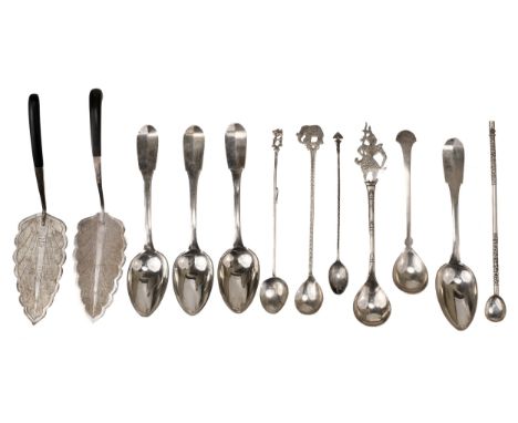 * Mixed Silver. A large collection of mixed silver cutlery, including serving spoons, teaspoons, a toast rack and forks, gros