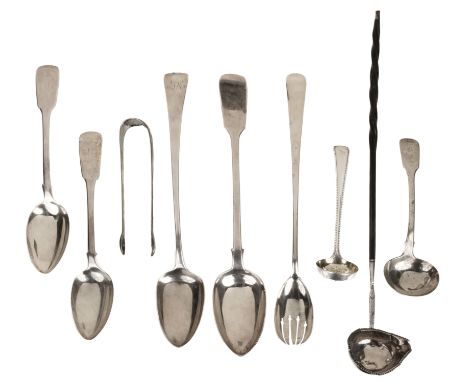 * Mixed Silver. A George IV silver serving spoon by Richard Crossley &amp; George Smith IV, London, 1811, of plain form engra