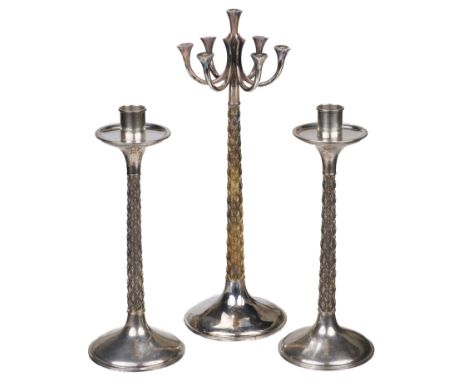 * Table Suite. A silver candlestick converted to seven light candelabra designed by Anthony Elson for Garrard &amp; Co Ltd, L