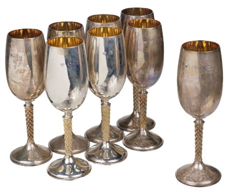 * Goblets. A set of 8 silver goblets designed by Anthony Elson for Garrard &amp; Co Ltd, London, 1975,1977, each of tradition