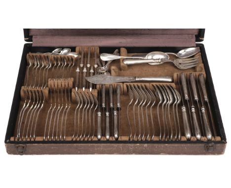 * Canteen. An Austrian '800' silver canteen of cutlery, circa 1920, comprising 6 dinner forks, 6 dinner knives, fish servers,