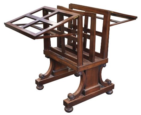 * Folio Stand. A William IV mahogany folio stand, the slatted divisions with ratcheted folio rests to each side on end standa