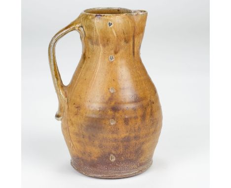 AR  * Rogers (Phil, 1951-2020). A salt glazed bellied jug, covered almost entirely in brushed slip, with incised decoration, 