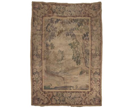 * Tapestry. A verdure tapestry of a country house, probably French, circa 1680-1720, woven in polychrome wools (faded), depic