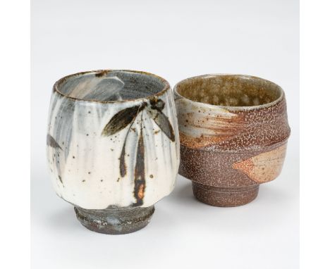 * Rogers (Phil, 1951-2020). A stoneware yunomi, covered in brushed slip with iron decoration, impressed PR mark, height 10 cm