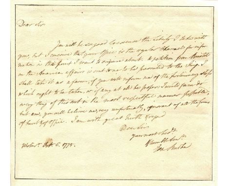 BURKE EDMUND: (1729-1797) Anglo-Irish statesman, economist and philosopher. A.L.S., Edm. Burke, one page, small oblong 4to, W