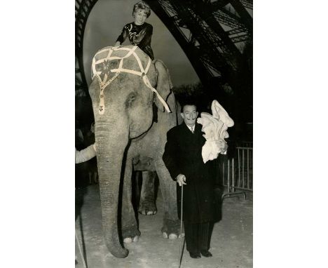 [DALI SALVADOR]: (1904-1989) Spanish surrealist artist. A good original unsigned 6 x 9 Keystone press agency photograph of Da