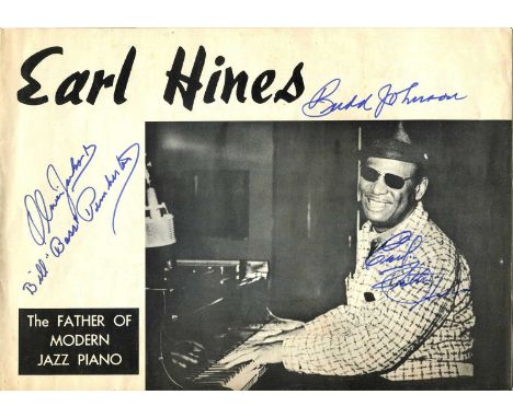 HINES EARL 'FATHA': (1903-1983) American jazz pianist. A printed oblong 4to brochure of four pages issued to promote Earl Hin
