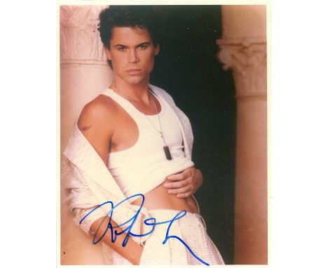 ACTORS: An excellent selection of signed colour 8 x 10 photographs by various film actors comprising Rob Lowe, Charlie Sheen,