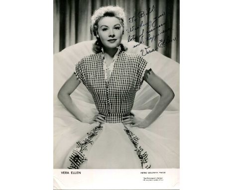 VERA-ELLEN: (1921-1981) American actress, dancer and singer. Vintage signed and inscribed 6 x 9 photograph, the Metro-Goldwyn