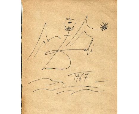 DALI SALVADOR: (1904-1989) Spanish surrealist artist. A good, vintage illustrated signature (´Dali´) on an 8vo page removed f
