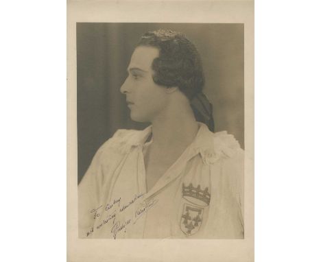 VALENTINO RUDOLPH: (1895-1926) Italian actor, a sex symbol of the 1920s. An excellent, large vintage signed and inscribed sep