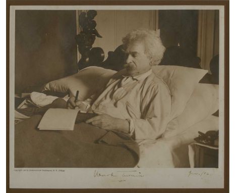 TWAIN MARK: (1835-1910) Samuel Langhorne Clemens. American writer and humourist. A very fine, large vintage signed sepia 10.5