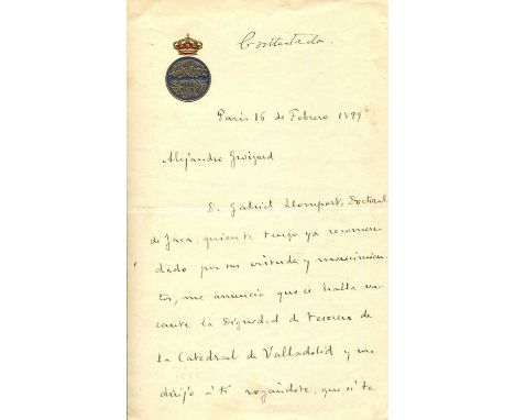 ISABEL II OF SPAIN: (1830-1904) Queen of Spain 1833-68. L.S., `Isabel de Bourbon´, with a six lines holograph sentence, three