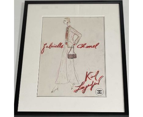 LAGERFELD KARL: (1933-2019) German fashion designer. A wonderful original pencil and coloured crayon drawing executed and sig