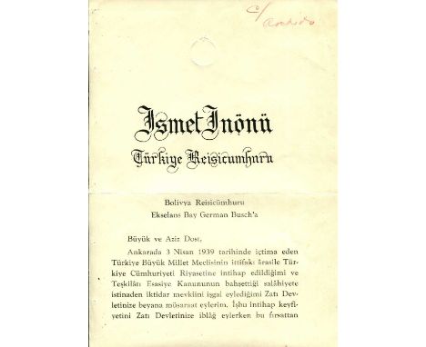 INONU ISMET: (1884-1973) Turkish Statesman, often known as Mustafa Kemal Ataturk´s right hand man. A main Turkish Politician 