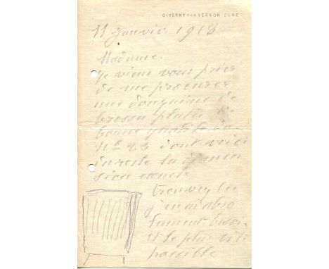MONET CLAUDE: (1840-1926) French Impressionist painter. An exceptional illustrated A.L.S., Claude Monet, two pages (written t