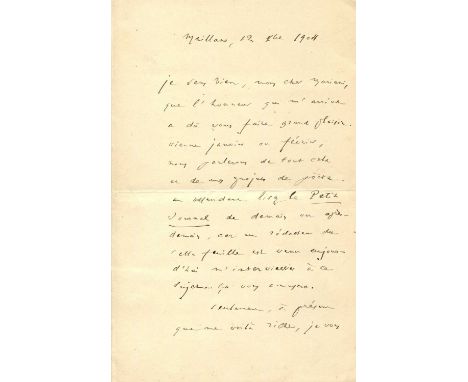 MISTRAL FREDERIC: (1830-1914) French writer, Nobel Prize winner for Literature, 1904. A fine A.L.S., F Mistral, two pages (wr