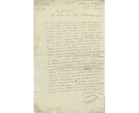 NEY MICHEL: (1769-1815) Marshal of France, Duc d´Elchingen and Prince de la Moskowa. Executed. A good L.S., `Ney´, with flour