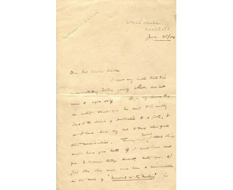 WELLS H.G.: (1866-1946) English writer, remembered for his science fiction novels. An interesting A.L.S., H. G. Wells, four p