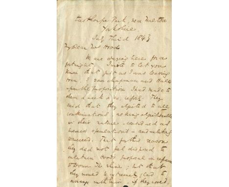 DICKENS CHARLES: (1812-1870) English novelist. A good A.L.S., Charles Dickens (a fine example, with paraph), two pages (separ