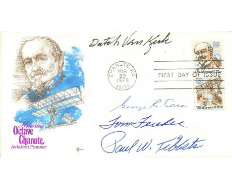 ENOLA GAY: A multiple signed First Day of Issue cover by four crew members of the Enola Gay, the Boeing B-29 Superfortress bo