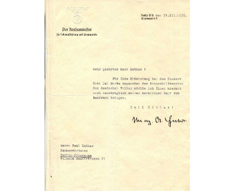 GOEBBELS JOSEPH: (1897-1945) German Nazi politician who served as Reichsminister of Public Enlightenment and Propaganda 1933-