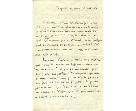 DU GARD ROGER MARTIN: (1881-1958) French novelist, Nobel Prize winner for Literature, 1937. A.L.S., Roger Martin du Gard, two