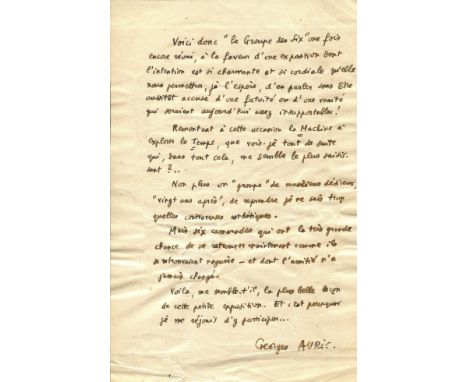 LES SIX: An interesting group of A.Ls.S. (2) and autograph statements signed by each of the composers collectively known as L