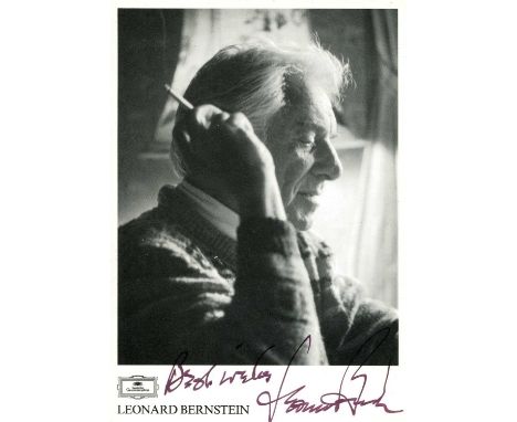 BERNSTEIN LEONARD: (1918-1990) American conductor, pianist &amp; composer of the Broadway musical West Side Story. Signed 4 x
