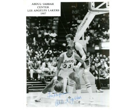 BASKETBALL: Kareem Abdul-Jabbar (1947- ) American basketball player. Signed and inscribed 8 x 10 photograph of Abdul-Jabbar i