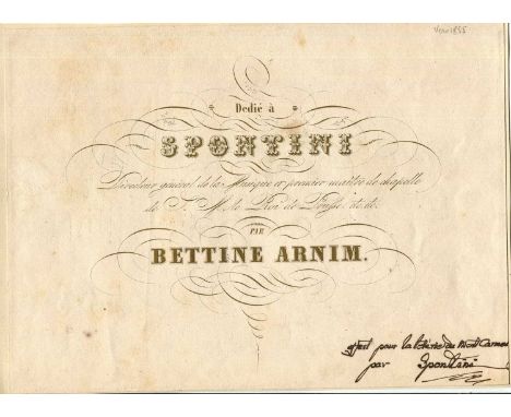 SPONTINI GASPARE: (1774-1851) Italian Composer & Conductor, a favourite of Napoleon Bonaparte. Attractive signed front page o